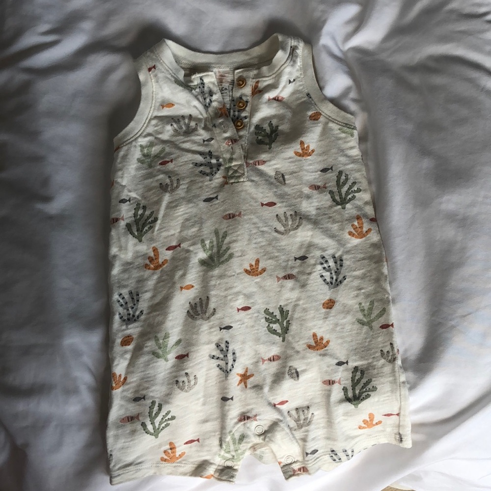 Little. & Co. one piece shorts with button bottoms